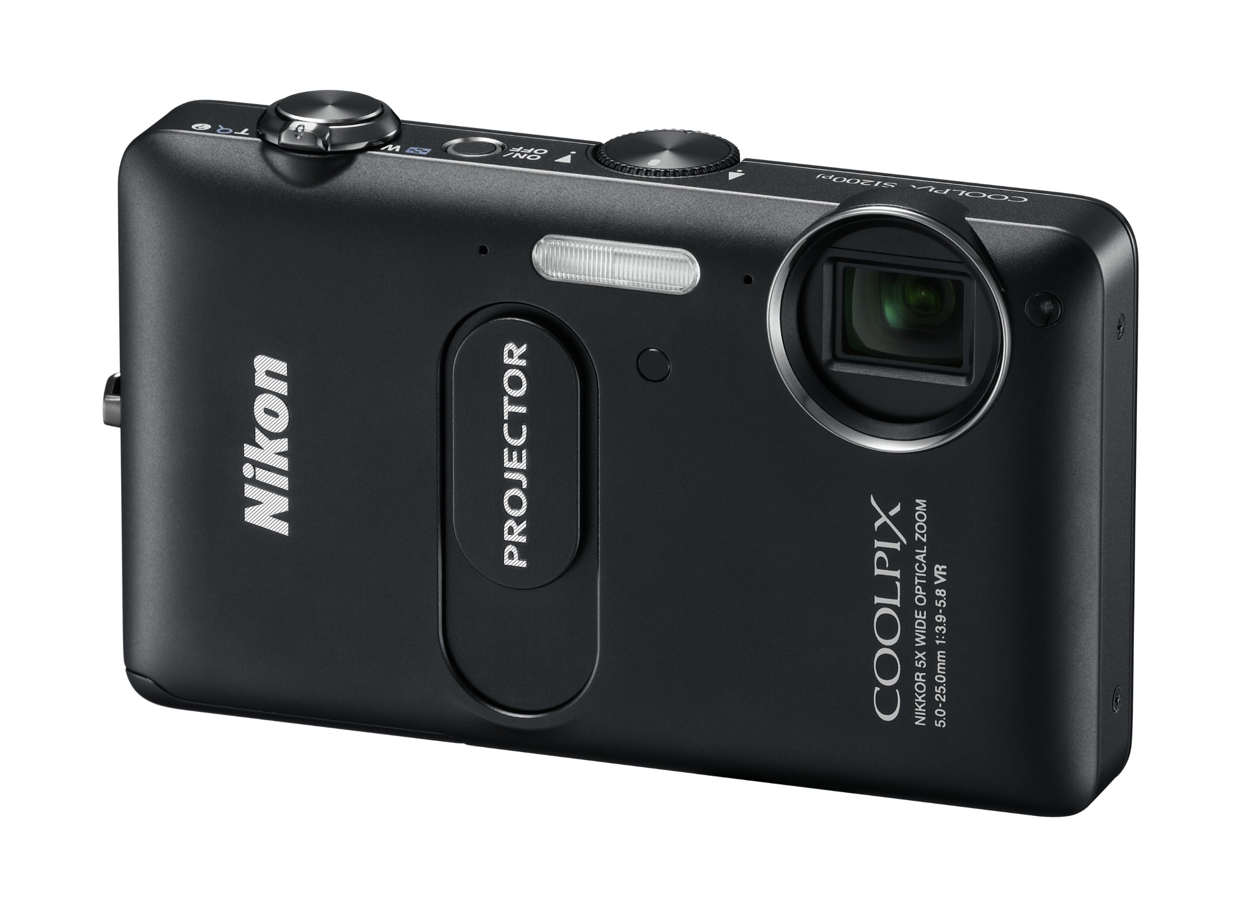 NIKON - Coolpix S1200pj Black 14.1-Megapixel Zoom Digital Camera with Built-In Projector