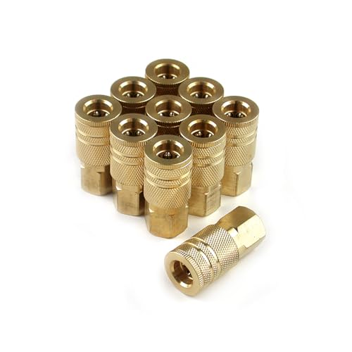 Primefit IC1414FB6-B10-P 1/4-Inch 6-Ball Brass Female Industrial Coupler Contractor Pack, 10-Piece