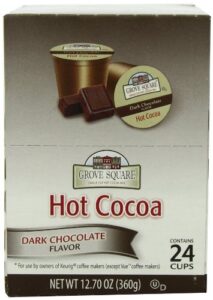 grove square hot cocoa pods, dark chocolate, single serve (pack of 24) (packaging may vary)