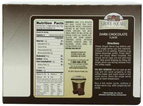 Grove Square Hot Cocoa Pods, Dark Chocolate, Single Serve (Pack of 24) (Packaging May Vary)