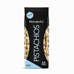 wonderful pistachios in shell, roasted with no salt nuts, 16 ounce bag, protein snack, on the go healthy snack (16 oz)