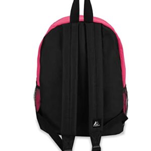 Everest Luggage Backpack with Front and Side Pockets, Hot Pink/Black, Large