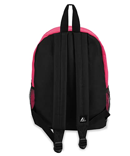 Everest Luggage Backpack with Front and Side Pockets, Hot Pink/Black, Large