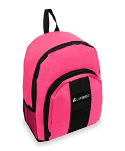 everest luggage backpack with front and side pockets, hot pink/black, large
