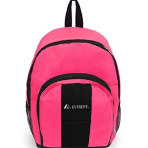 Everest Luggage Backpack with Front and Side Pockets, Hot Pink/Black, Large