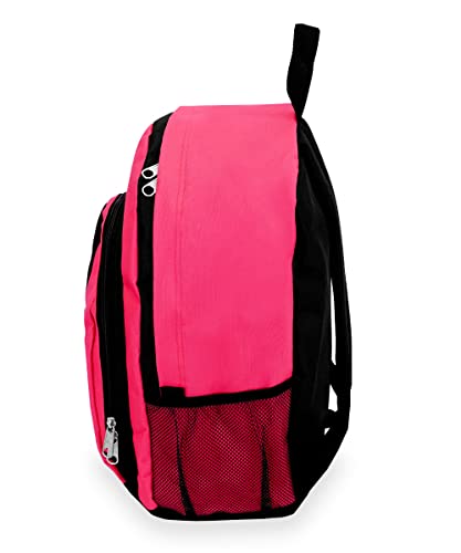 Everest Luggage Backpack with Front and Side Pockets, Hot Pink/Black, Large