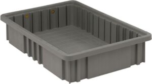 quantum storage dg92035gy dividable grid storage container, 16-1/2" l x 10-7/8" w x 3-1/2" h, gray (pack of 12)