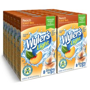 wyler's light singles to go powder packets, water drink mix, 96 single servings, peach iced tea, 7 ounce (pack of 12), 5.64 ounce