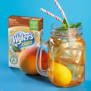 Wyler's Light Singles To Go Powder Packets, Water Drink Mix, 96 Single Servings, Peach Iced Tea, 7 Ounce (Pack of 12), 5.64 Ounce