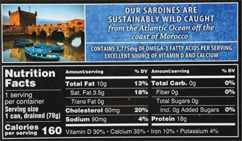 Crown Prince Sardines in Water, 4.25-Ounce Cans (Pack of 12)