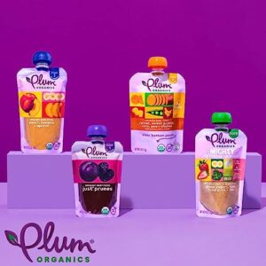 Plum Organics Stage 2 Organic Baby Food - Pear, Purple Carrot, and Blueberry - 4 oz Pouch (Pack of 12) - Organic Fruit and Vegetable Baby Food Pouch