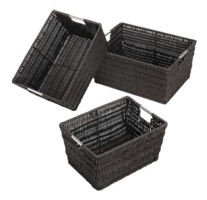 whitmor rattique storage baskets - espresso (3 piece set)