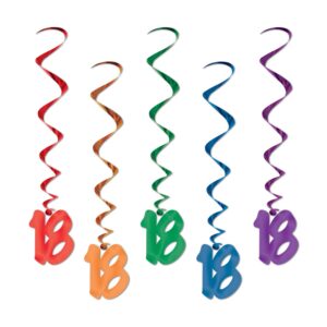 beistle 18 whirls assorted colors 5 count