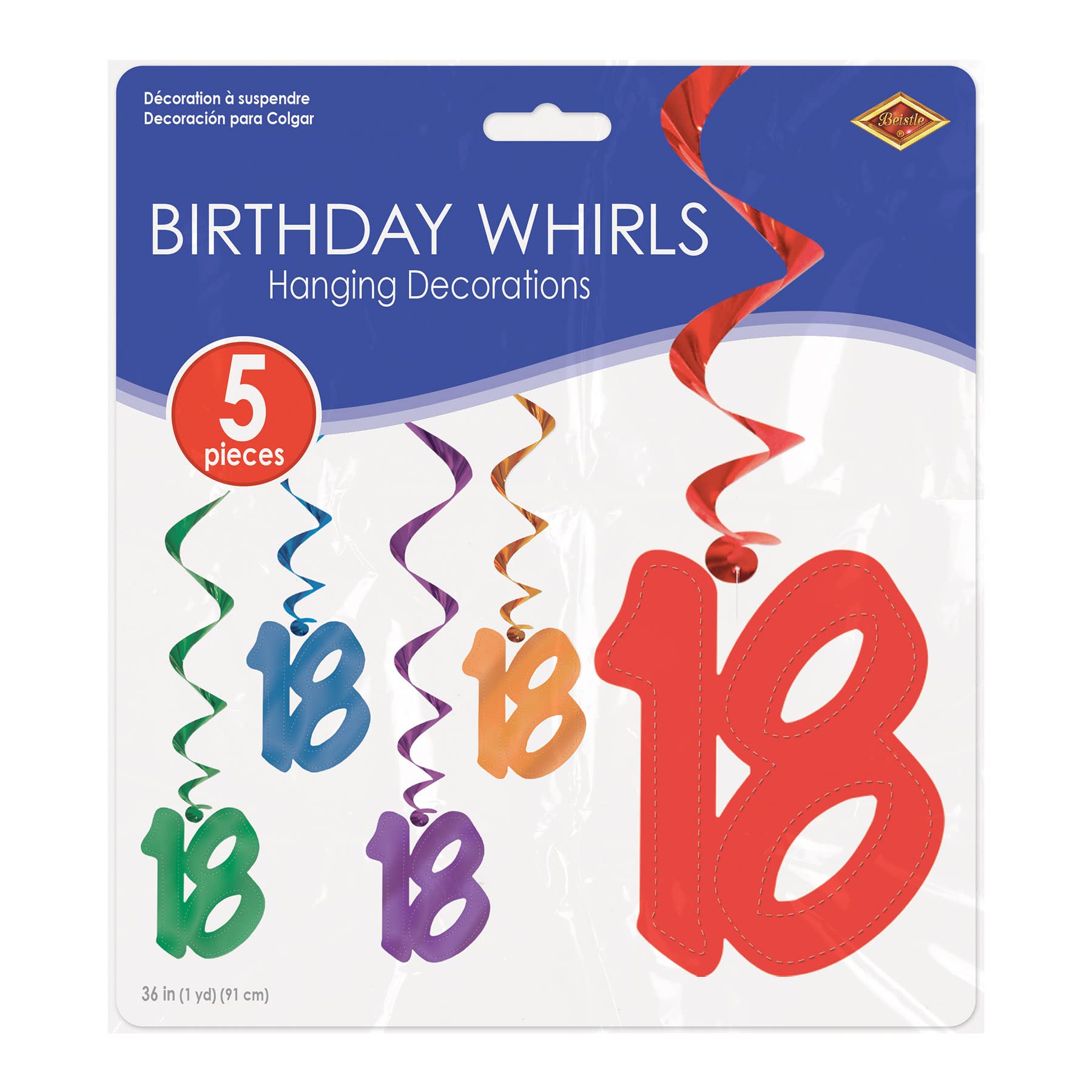 Beistle 18 Whirls Assorted Colors 5 Count