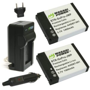 wasabi power battery (2-pack) and charger for gopro hd hero2, gopro original hd hero (2010 model) and gopro ahdbt-001, ahdbt-002