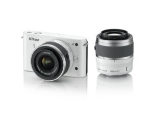nikon 1 j1 10.1 mp hd digital camera system with 10-30mm vr and 30-110mm vr 1 nikkor lenses (white)