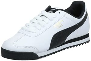 puma men's roma basic sneaker, white-black, 10.5