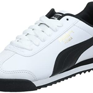 PUMA Men's ROMA BASIC Sneaker, white-black, 10.5