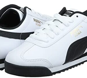 PUMA Men's ROMA BASIC Sneaker, white-black, 10.5