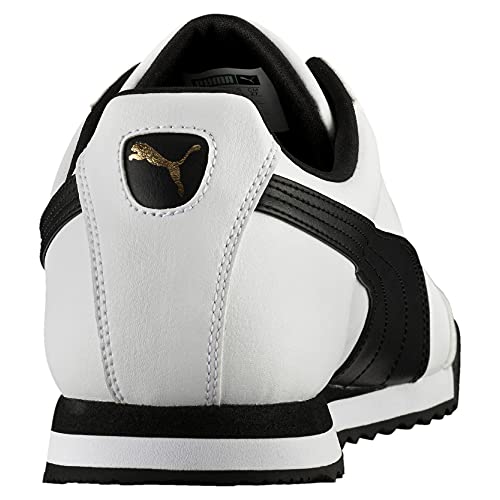 PUMA Men's ROMA BASIC Sneaker, white-black, 10.5