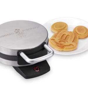 Disney Classic Mickey Waffle Maker by Select Brands - Disney Waffle Maker for Kitchen Appliances - Features Non-Stick Plates - Mickey Mouse Waffle Iron Gift for Disney Lovers - 7" Waffles