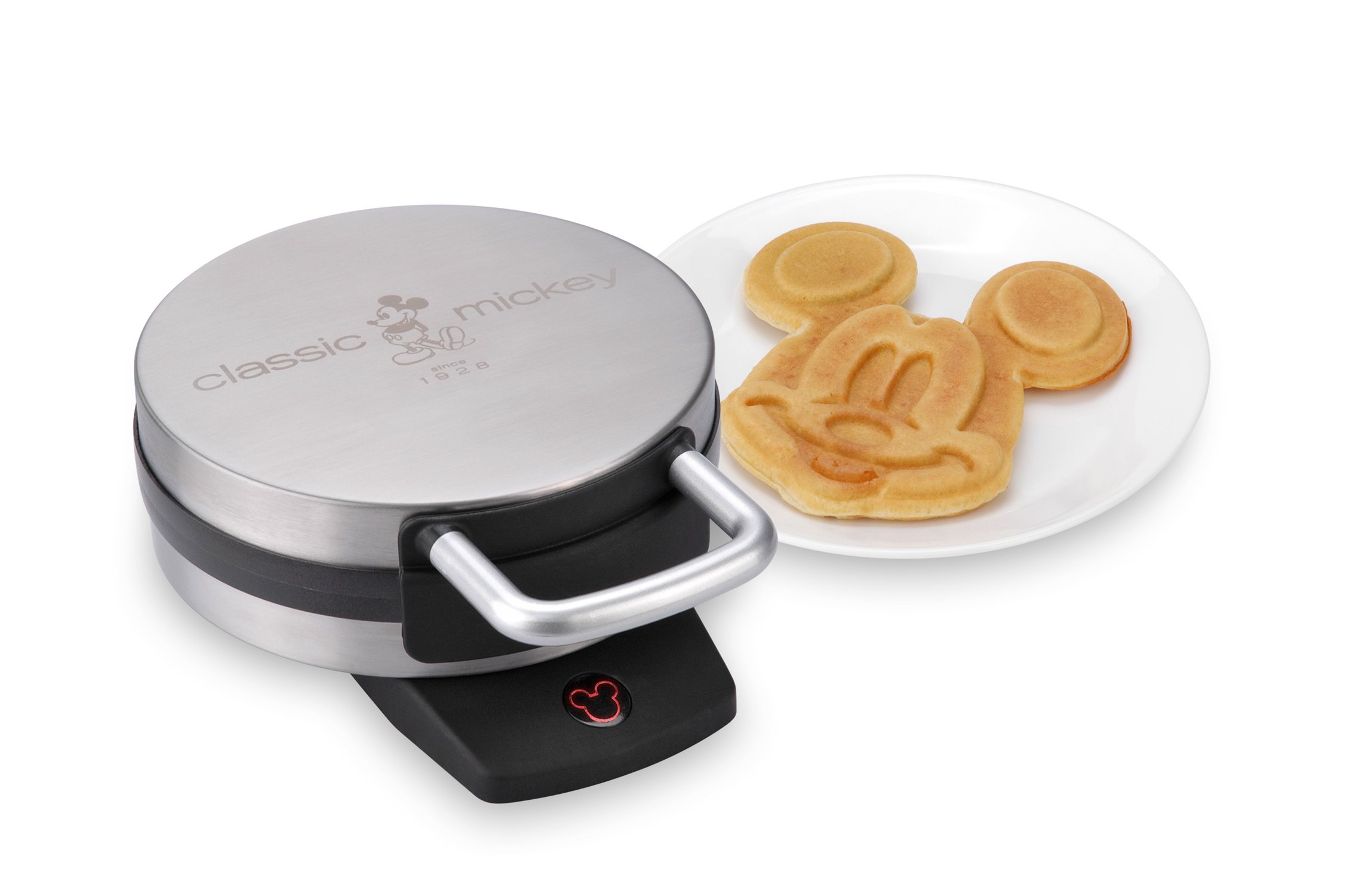 Disney Classic Mickey Waffle Maker by Select Brands - Disney Waffle Maker for Kitchen Appliances - Features Non-Stick Plates - Mickey Mouse Waffle Iron Gift for Disney Lovers - 7" Waffles