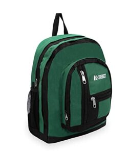 everest double main compartment backpack, dark green, one size