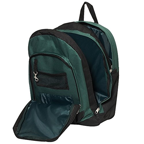 Everest Double Main Compartment Backpack, Dark Green, One Size