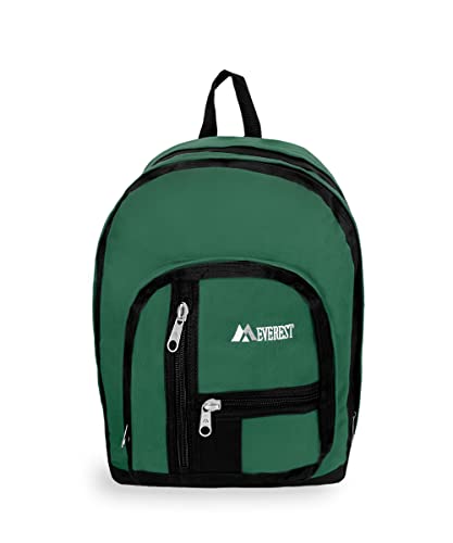 Everest Double Main Compartment Backpack, Dark Green, One Size