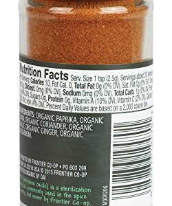 Frontier Co-op Organic Tandoori Masala Seasoning, 1.8 Ounce Jar, Paprika, Cumin, Coriander, Garlic, Ginger, Cardamom, Kosher