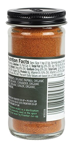 Frontier Co-op Organic Tandoori Masala Seasoning, 1.8 Ounce Jar, Paprika, Cumin, Coriander, Garlic, Ginger, Cardamom, Kosher