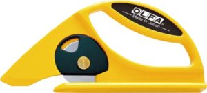 olfa 45mm rolled material cutter (45-c) - rotary blade utility knife w/ solid base & large handle for cutting carpet, linoleum, fabric, paper, replacement blades: olfa rb45-1 rotary blades