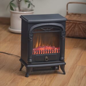 Comfort Zone Electric Fireplace Space Heater, Traditional Warm Stove Style, Realistic 3D Flame Effect, Adjustable Thermostat, & Overheat Protection, Ideal for Home, Bedroom, & Office, 1,500W, CZFP4