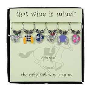 wine things 6-piece wine glass markers wine glass charms wine glass tags for stem glasses wine tasting party, wine charm (at the races)