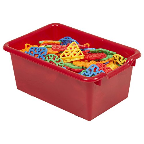 ECR4Kids Scoop Front Storage Bins, Red (10-Pack)