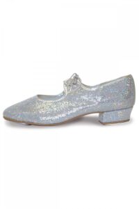roch valley women's low heel effect tap shoes, silver hologram, 8