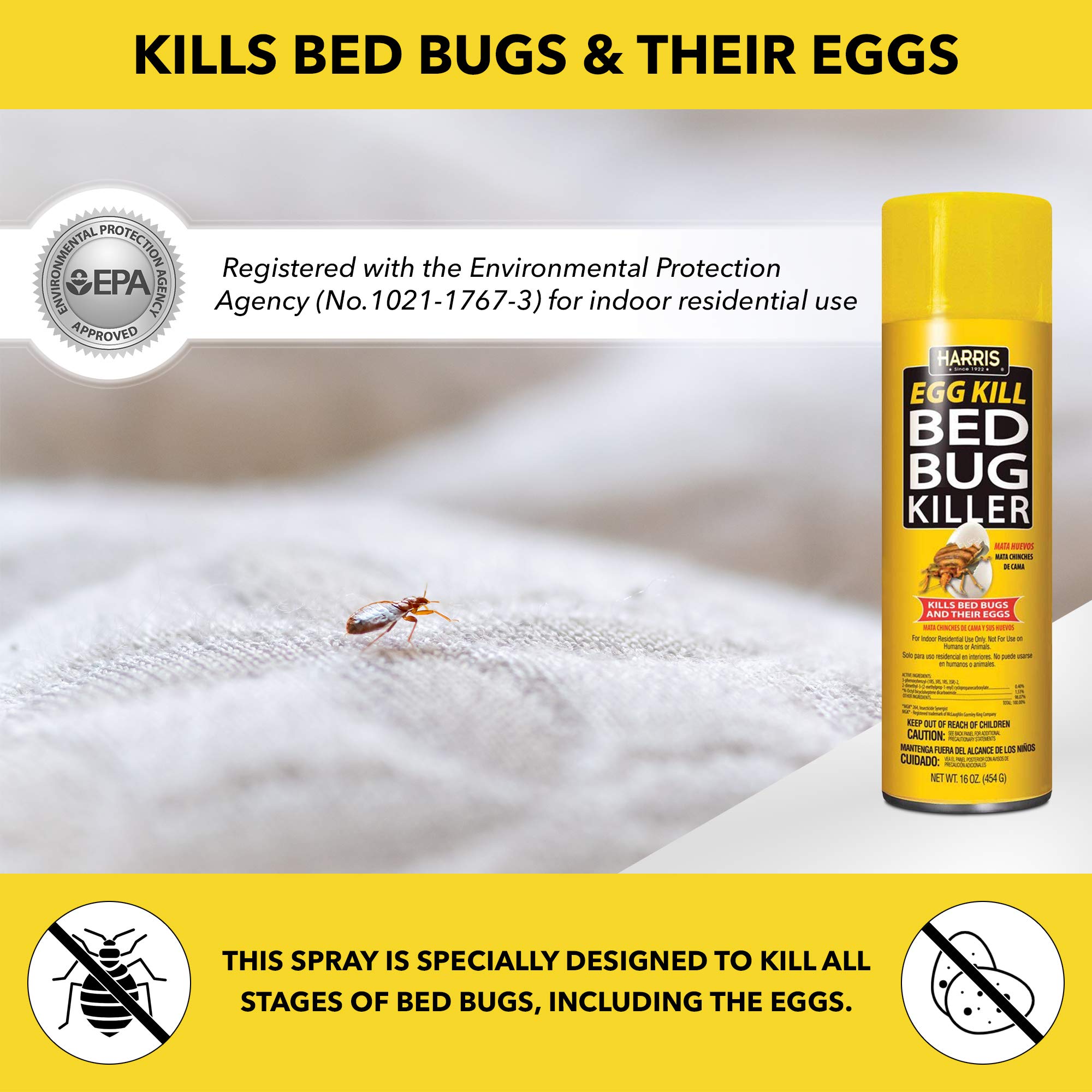 Harris Bed Bug and Egg Killer, 16oz Aerosol Spray