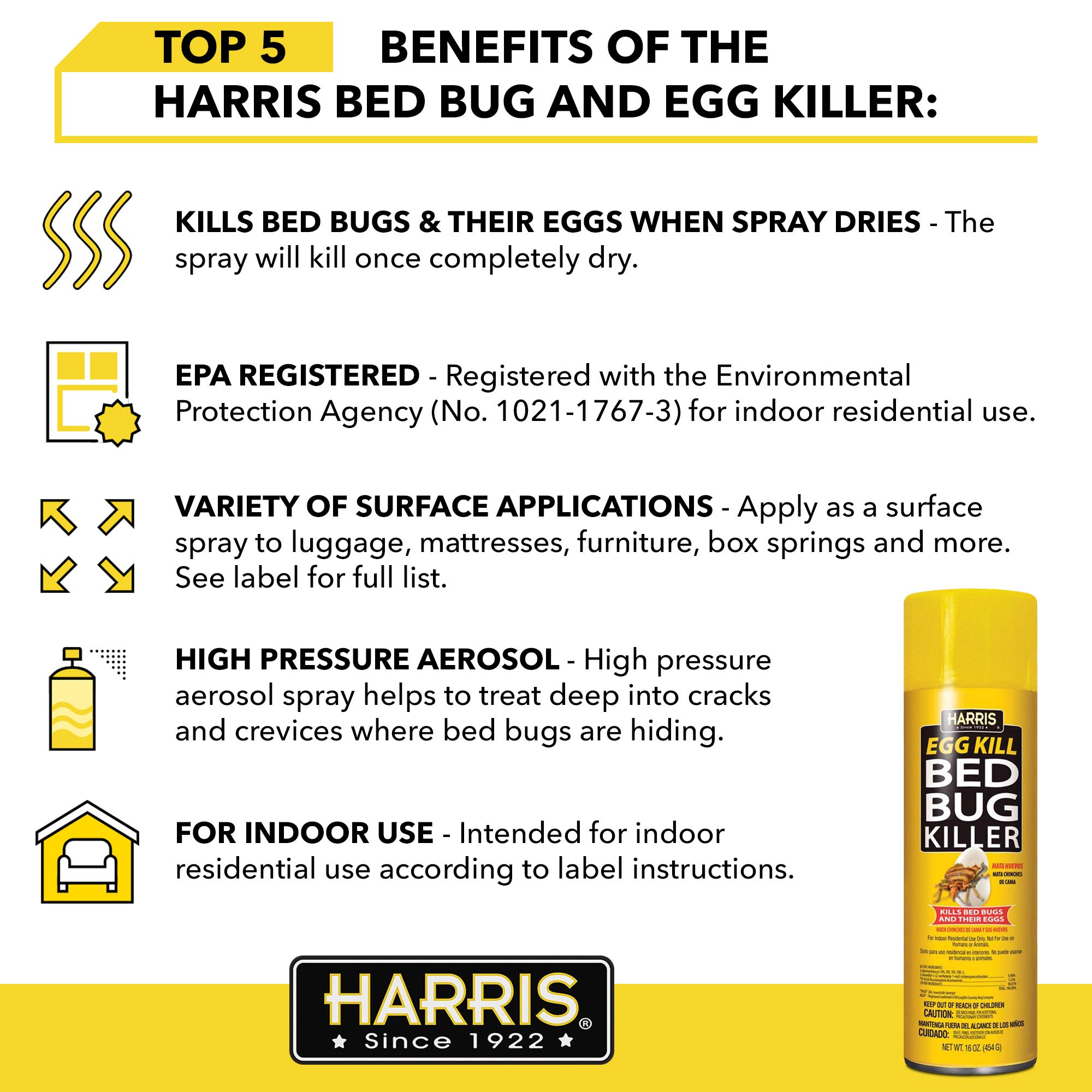 Harris Bed Bug and Egg Killer, 16oz Aerosol Spray