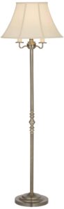 regency hill montebello traditional shabby chic floor lamp standing pole 59" tall antique brass gold metal off white bell shade candelabra decor for living room reading house bedroom home