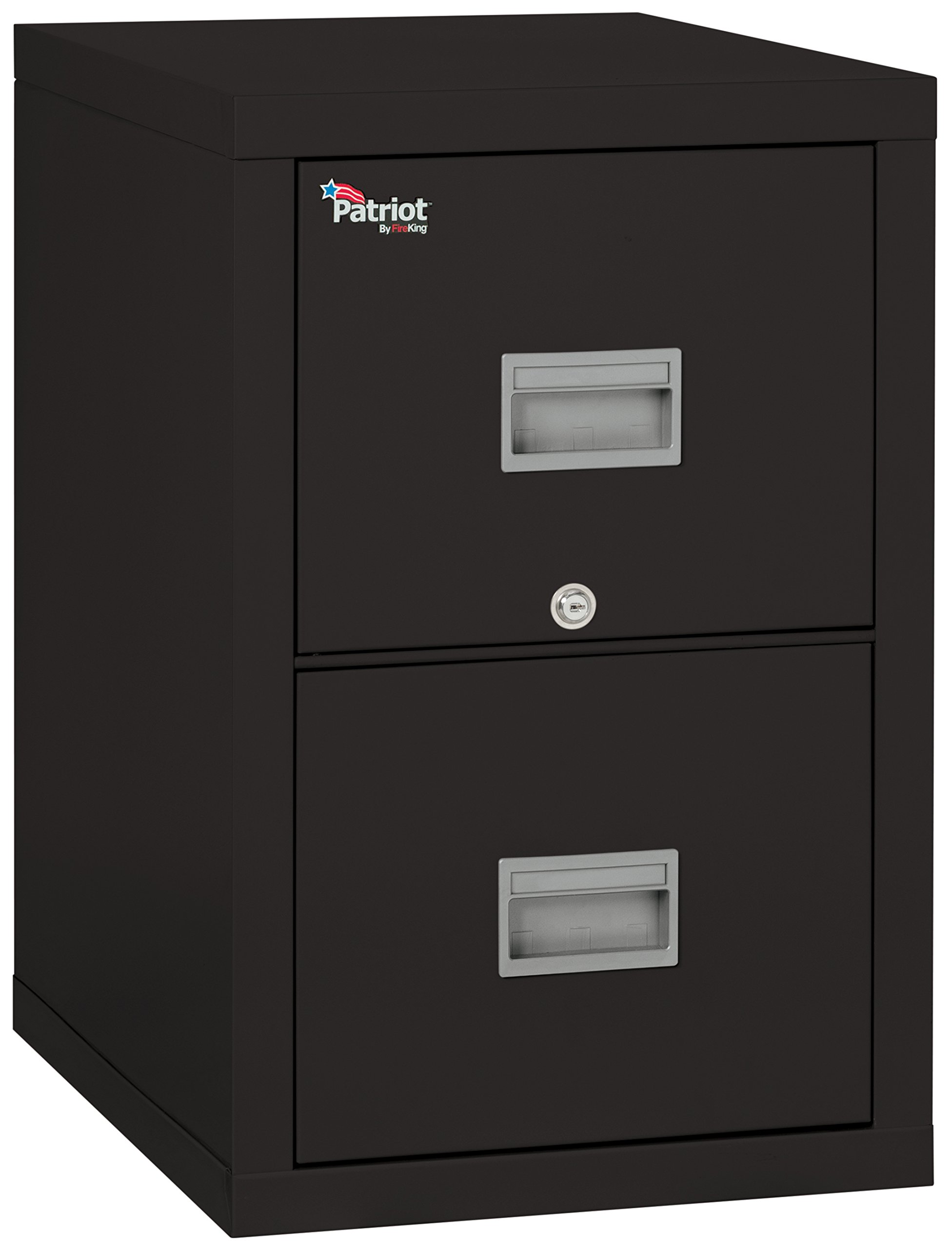 FireKing Patriot 2P1825-CBL One-Hour Fireproof Vertical Filing Cabinet, 2 Drawers, Deep Letter or Legal Size, 18" W x 25" D, Black, Made in USA