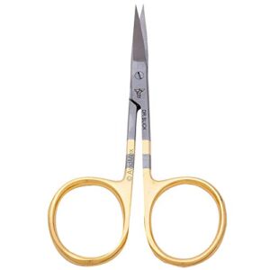 dr. slick iris scissor, 4", gold loops, curved