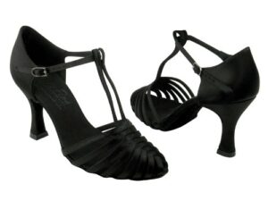 very fine ladies' latin rhythm salsa signature eks9177 black satin 3" heel (5.5m)