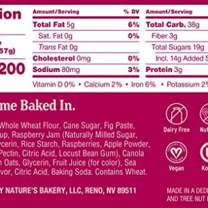 Nature’s Bakery Whole Wheat Fig Bars, Raspberry, Real Fruit, Vegan, Non-GMO, Snack bar, 1 box with 12 twin packs (12 twin packs)