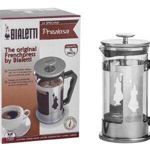 Bialetti French Press Coffee Maker, 8 Cup, Preziosa Stainless Steel