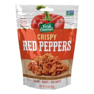 fresh gourmet crispy red peppers | low carb | crunchy snack and salad topper, 3.5 ounce (pack of 6)