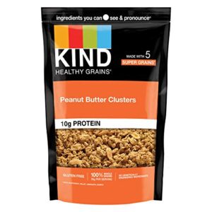 kind healthy grains granola, peanut butter clusters, 11 ounce, 10g protein, whole grain, snack mix