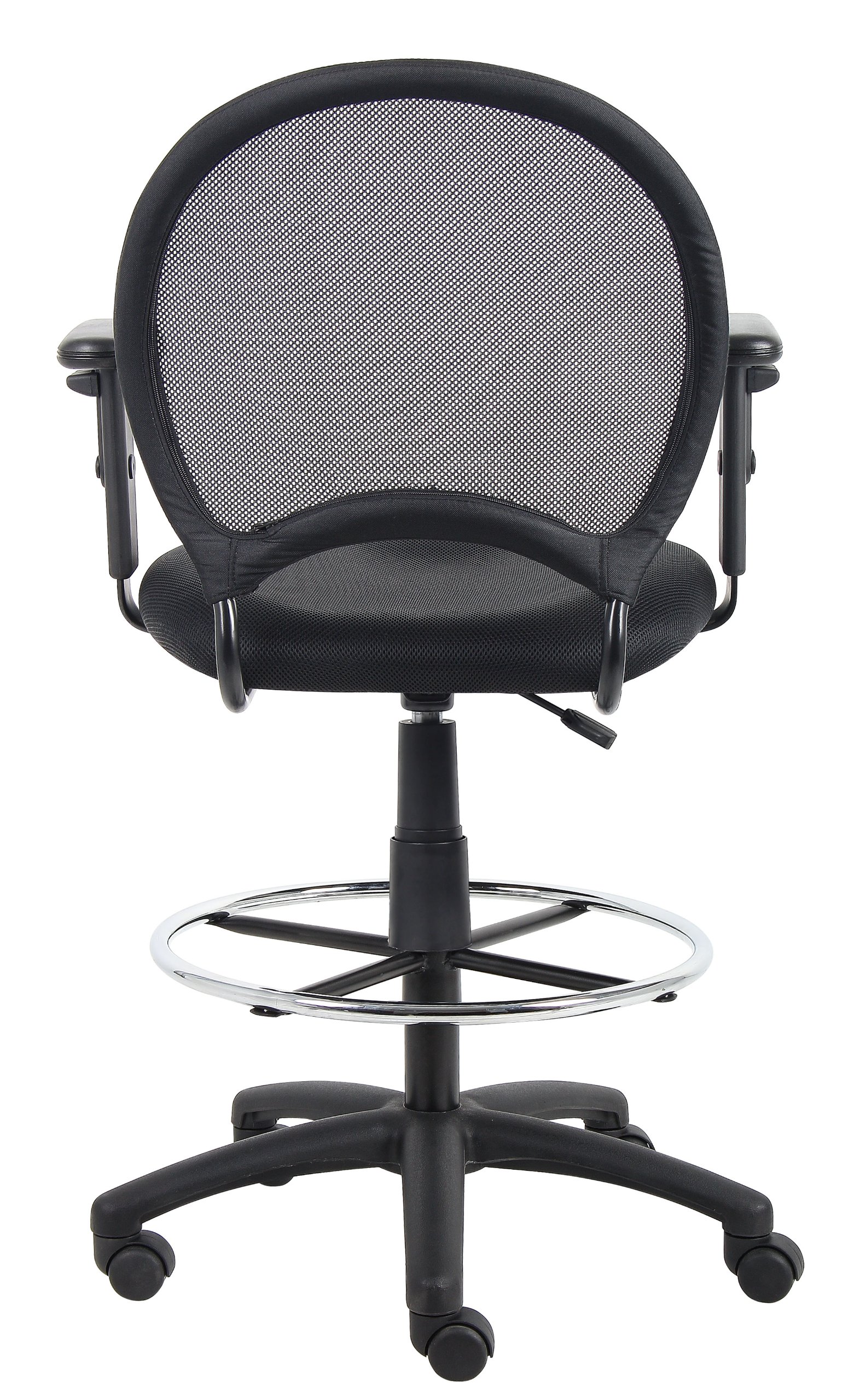 Boss Office Products Mesh Drafting Stool with Adjustable Arms in Black