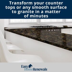 Instant Granite Premium Kitchen Countertop Vinyl Laminate Cover | Easy Installation | Displays No Seams | Peel & Stick | Durable Self-Adhesive | 36” x 144” | Marble Design | Black (12ft)