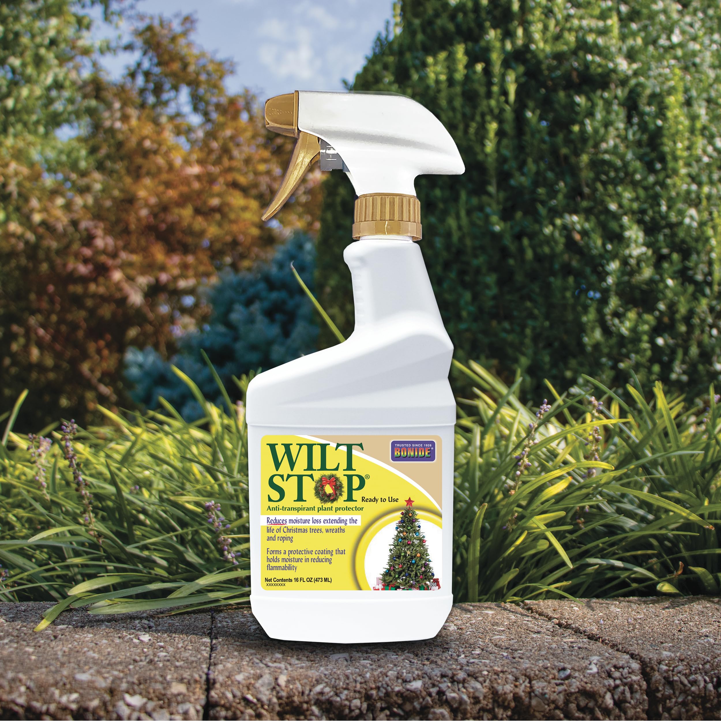 Bonide Wilt Stop, 16 oz Ready-to-Use Christmas Tree and Wreath Spray, Reduces Moisture Loss & Extends Life of Plants