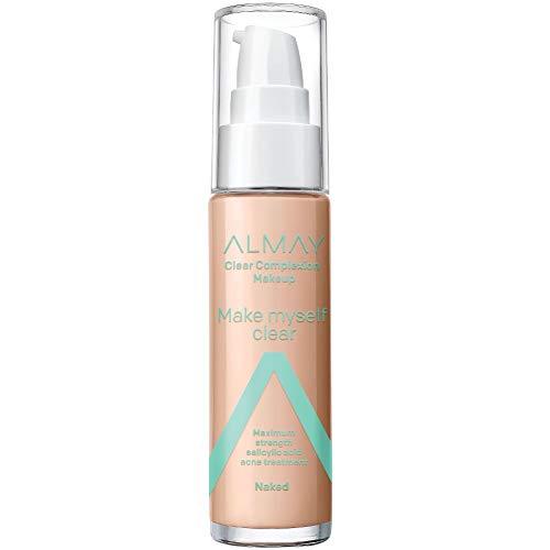 Almay Foundation, Acne Face Makeup with Salicylic Acid, Face Makeup with Skincare Ingredients, Matte Finish, Hypoallergenic, Cruelty Free, Dermatologist Tested Foundation, 300 Naked, 1 Oz